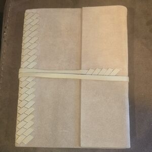 Beige Suede Journal with Braided Strap